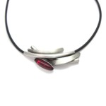 Red Acrylic with Brushed Silver and Rubber Cord